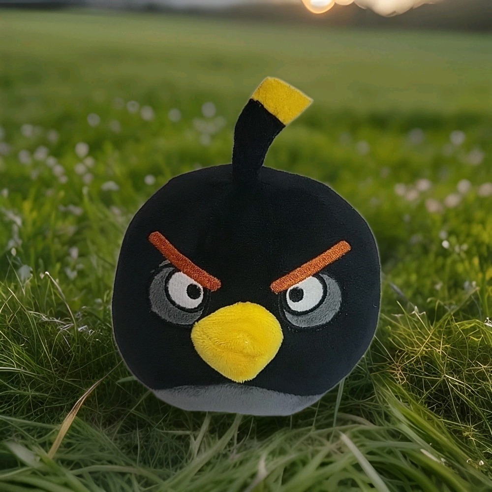 Angry Birds‎ Plush Black Bomb Bird Toy Stuffed Animal 5", 2022 Toy Factory
